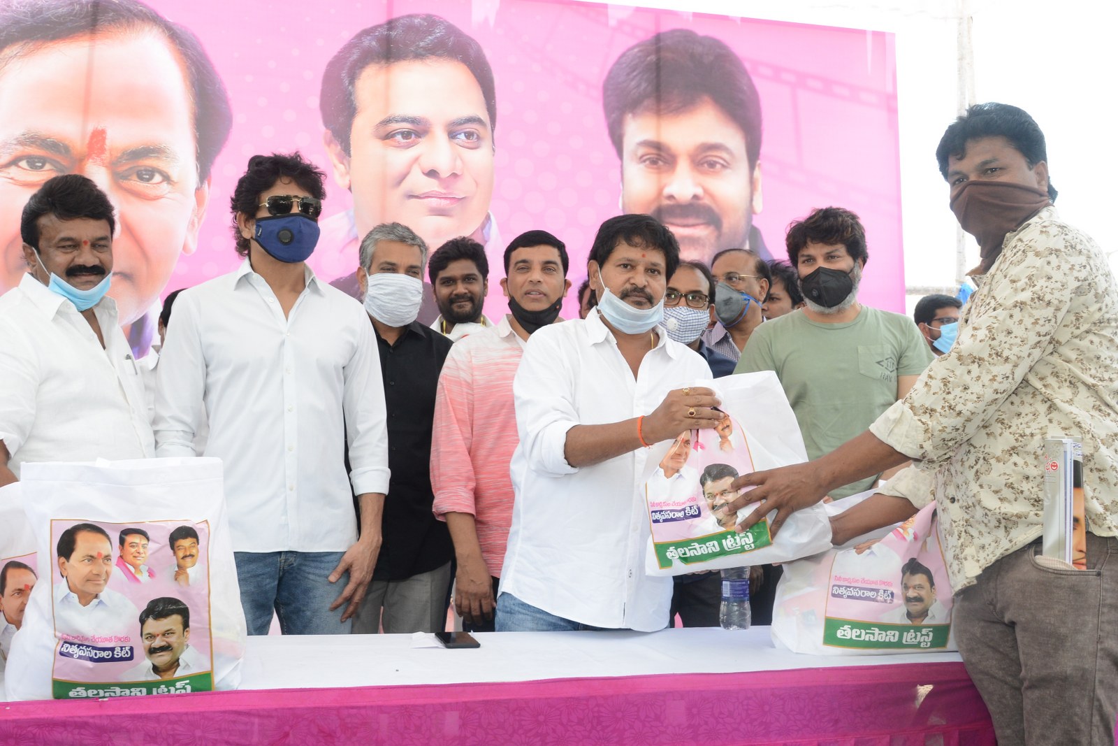Talasani Srinivas along with Tollywood Celebrities distributes Grocery kits to film workers