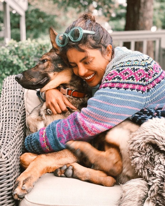 Priyanka”s pet dog loves her cuddles