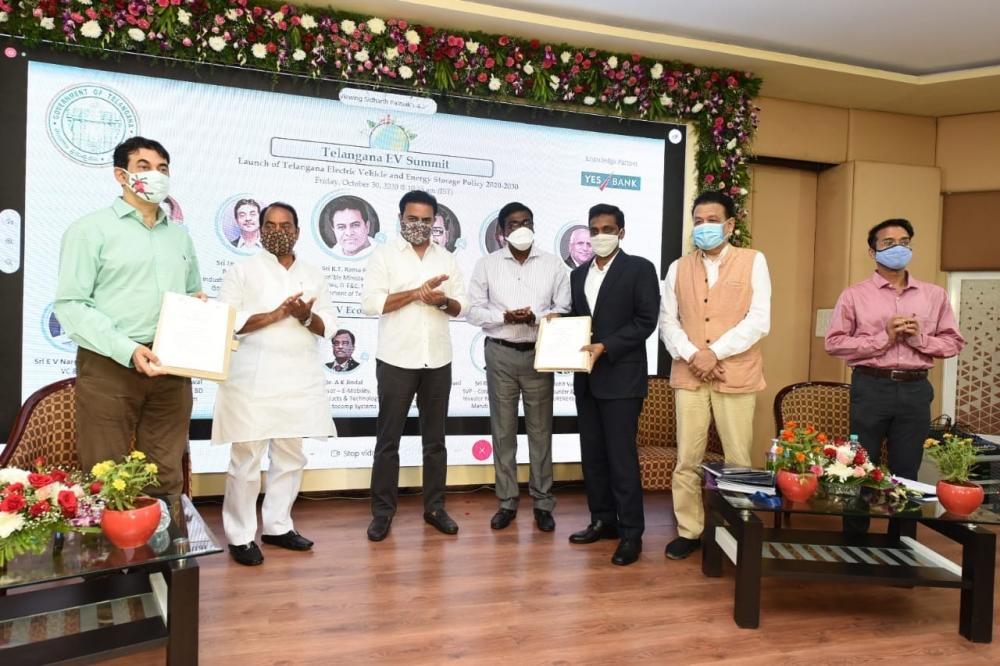 ktr unveiled the new electric vehicles policy in telangan ev summit