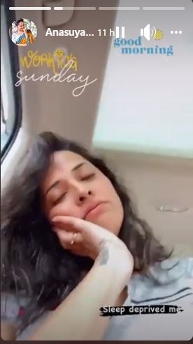 Anasuya Bharadwaj Sleeping In Car While travelling