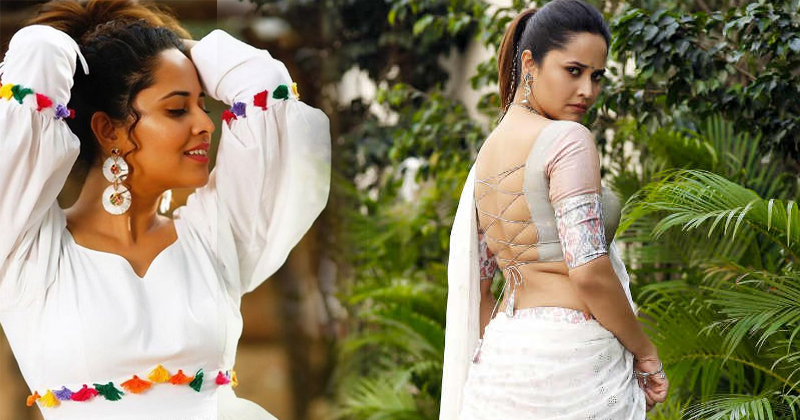 Anasuya Bharadwaj White Dress pics