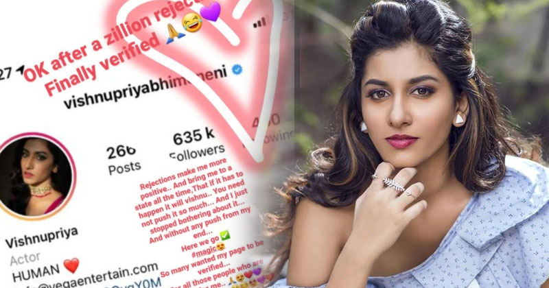 Anchor Vishnu Priya ABout Instagram Account Verified