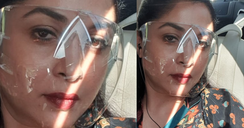 Actress Ramya Krishnan Pic With face shield Due to covid