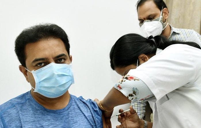 KTR took the first dose of the covid vaccine on Tuesday