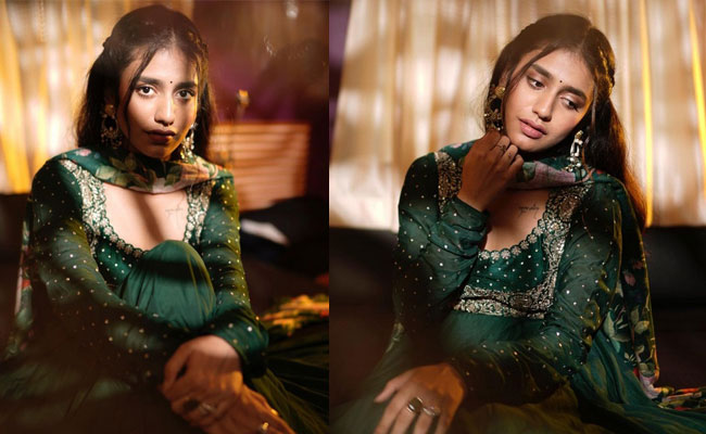 Priya Prakash Awesome looks in green dress