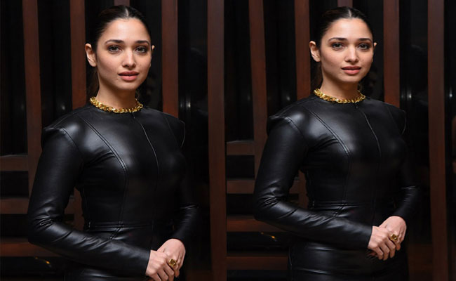 Tamannaah Bhatia Shiny Looks In Black dress