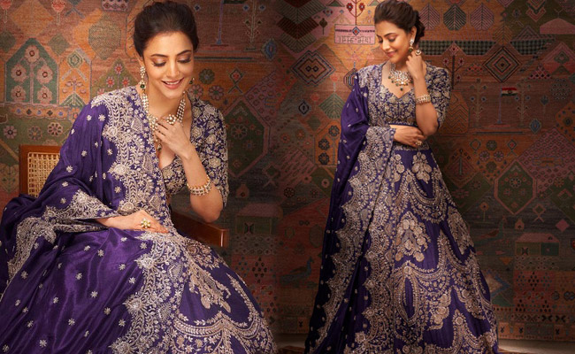 Nisha Aggarwal Poses in a Royal Bluea Dres