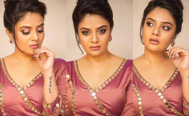 Actress Sreemukhi Looking Beautifu in a Shiny Dress