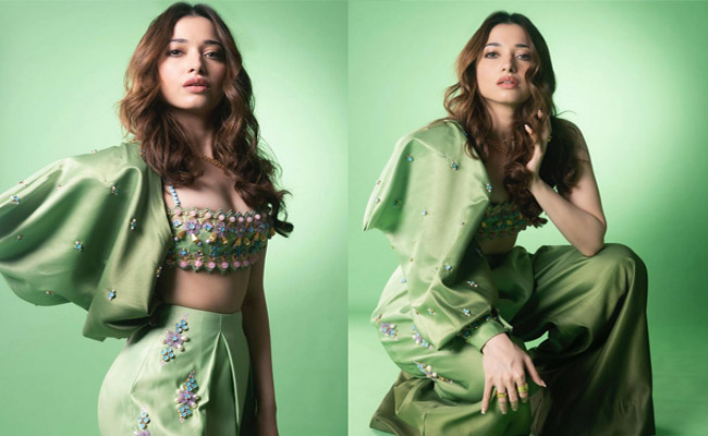 Tamannaah Bhatia Looking Beautiful In a Green Outfit